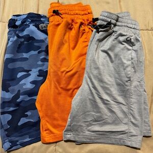 GAPfit Kids Orange, blue camo, and Gray Shorts